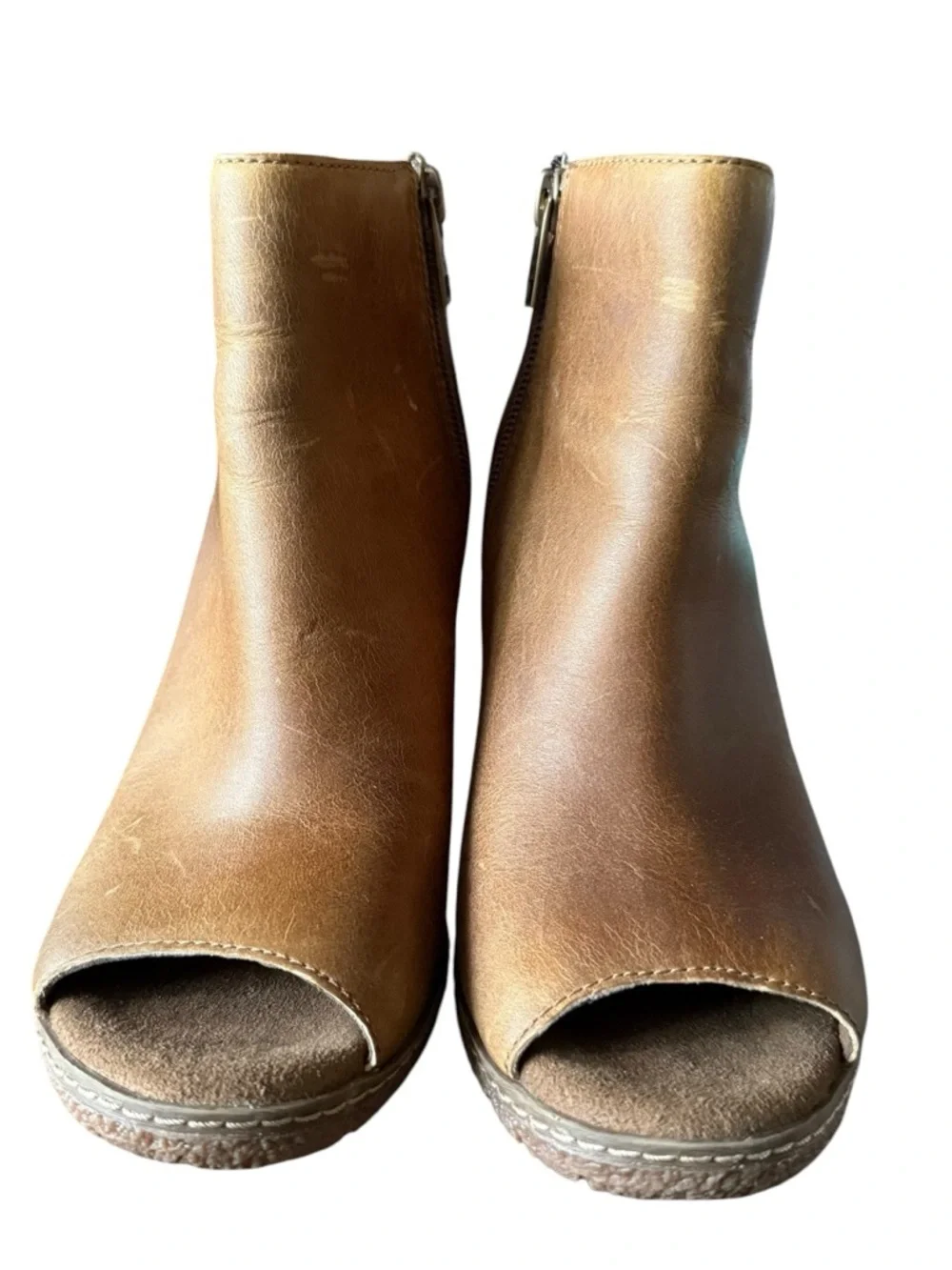 Timberland Tillston Peep Toe Booties in brown leather size 6 - Picture 4 of 8